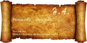 Hosszú Anikó névjegykártya